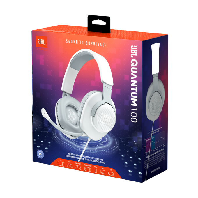 JBL Quantum 100 - White - Wired over-ear gaming headset with flip-up mic - Detailshot 15 image number null